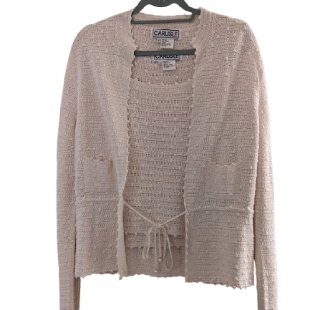 Vintage Carlisle crochet cardigan set silk blend